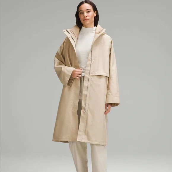 lululemon athletica Jackets Coats Lululemon 3 In Insulated Rain Coat Trench Tan Size 4 Waterproof Shell And Vest Poshmark